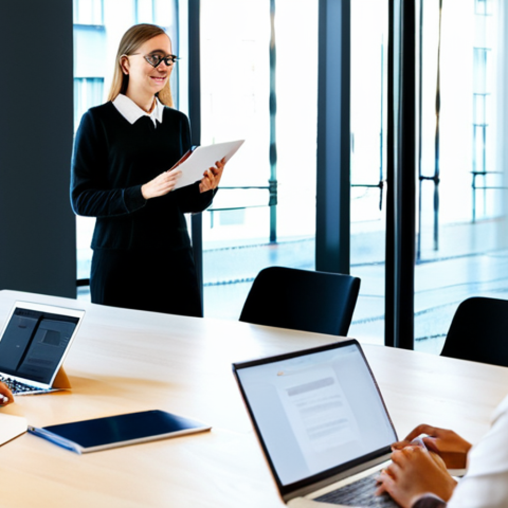 AI-Powered Marketing Efficiency**

A bright, modern office scene. A marketing professional is using an AI-powered content creation tool on a large monitor. The interface displays options for generating blog posts and social media captions. The professional is smiling and engaged, appearing efficient and productive. Fully clothed in appropriate business attire. Safe for work. Perfect anatomy, correct proportions, well-formed hands. The overall image conveys innovation and efficiency. Professional, family-friendly, and appropriate content.

**