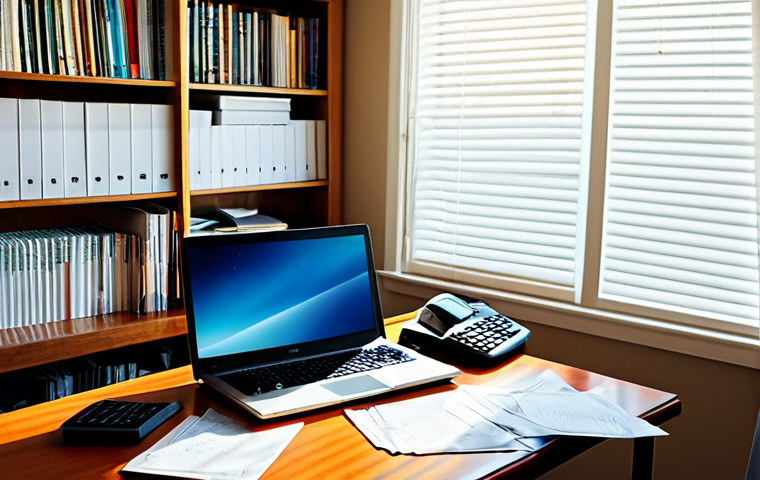 블로그 마케터가 알아야 할 세금 절약 팁 - Home Office Deduction**

"A cozy and organized home office setup, featuring a laptop, desk, bookshel...