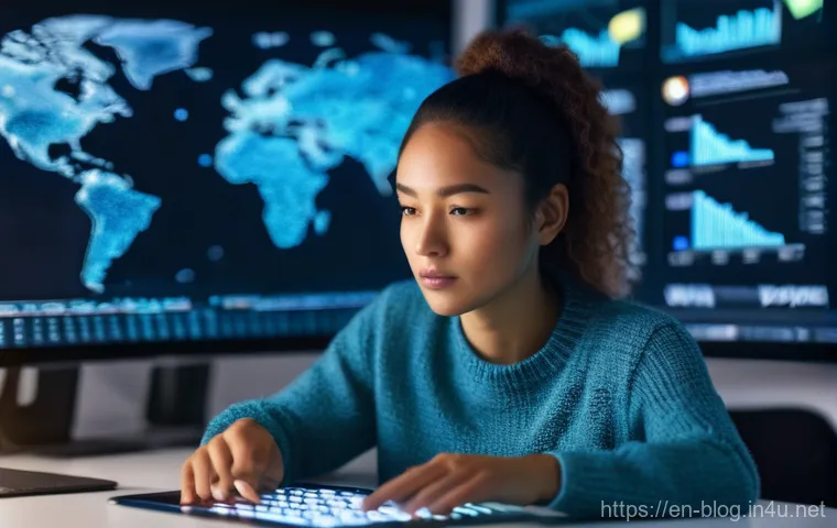 블로그 마케팅에서 트래픽 분석 툴 사용법 - **Prompt:** A dynamic, overhead shot of a diverse individual, perhaps a young woman with a thoughtfu...